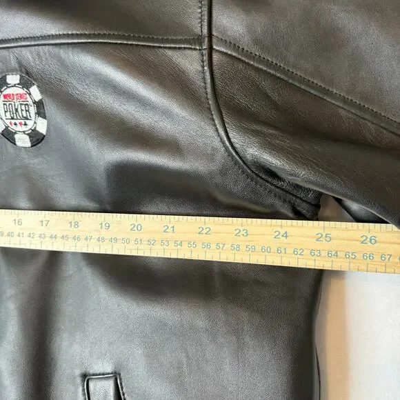 Burks Bay NWT Driving Leather Coat Men Size XL World Series Poker Lined    Black - Picture 4 of 10